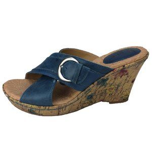 BOC blue leather platform wedge sandal - SZ 7